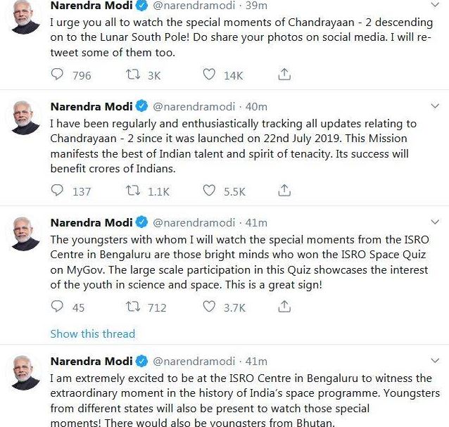 PM Modi Tweet Chandrayaan-2.